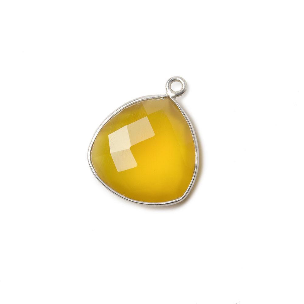 16mm Silver .925 Bezel Honey Yellow Chalcedony faceted triangle Pendant 1 piece - The Bead Traders