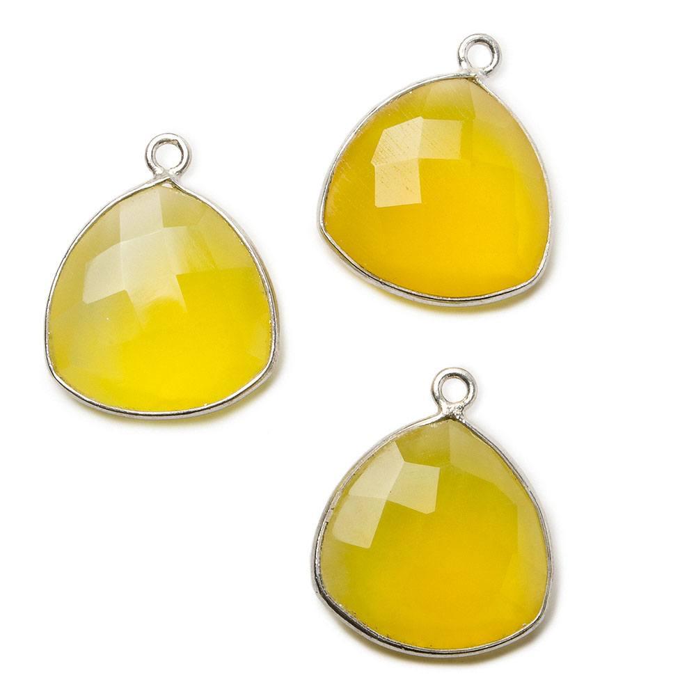 16mm Silver .925 Honey Yellow Chalcedony faceted triangle Pendant 1 piece - The Bead Traders
