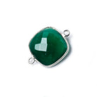 16mm Silver Bezel Green Onyx Cushion Connector 1 pc - The Bead Traders