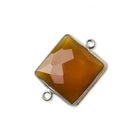 16mm Silver Dark Butterscotch Yellow Chalcedony faceted square Connector 1 piece - The Bead Traders