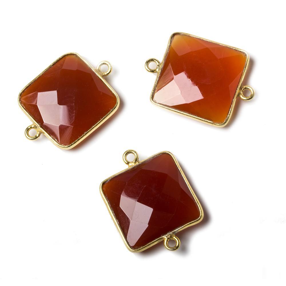 16mm Vermeil Bezel Carnelian Square Focal Pendant 1 piece - The Bead Traders