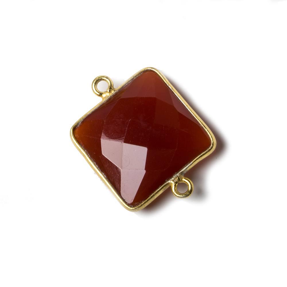16mm Vermeil Bezel Carnelian Square Focal Pendant 1 piece - The Bead Traders