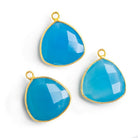 16mm Vermeil Bezel Santorini Blue Chalcedony Triangle Focal Pendant - The Bead Traders