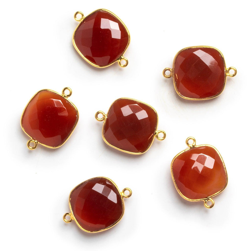 16mm Vermeil Bezeled Carnelian Cushion Connector - The Bead Traders