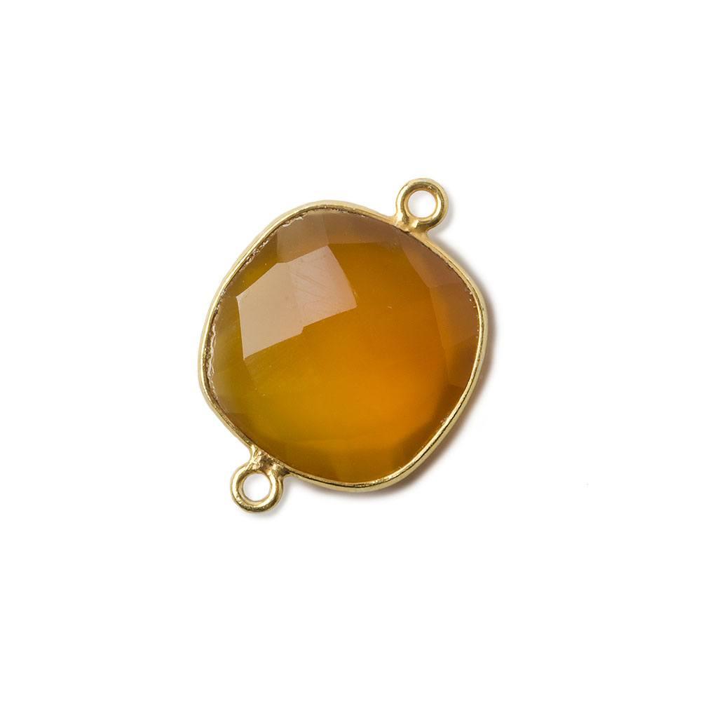 16mm Vermeil Butterscotch Yellow Chalcedony faceted cushion Connector 1 piece - The Bead Traders