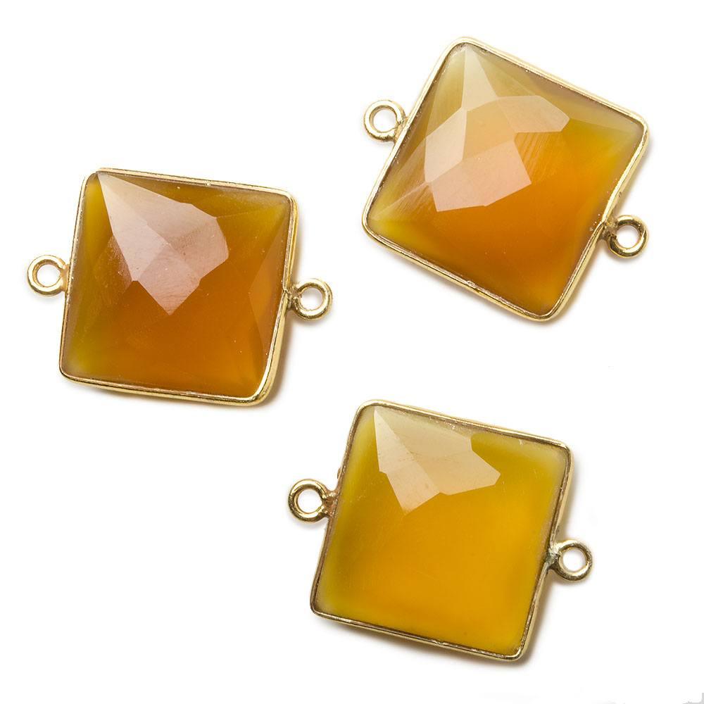 16mm Vermeil Butterscotch Yellow Chalcedony faceted square Connector 1 piece - The Bead Traders