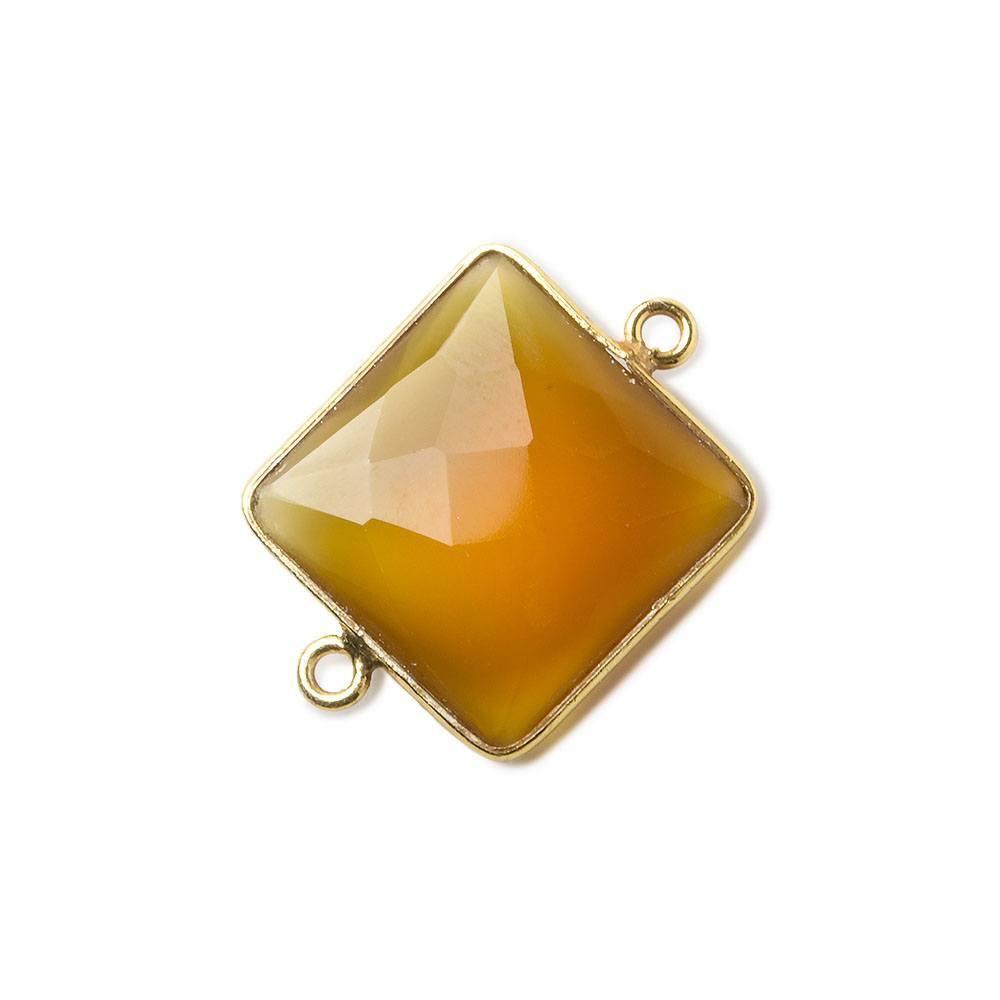 16mm Vermeil Butterscotch Yellow Chalcedony faceted square Connector 1 piece - The Bead Traders