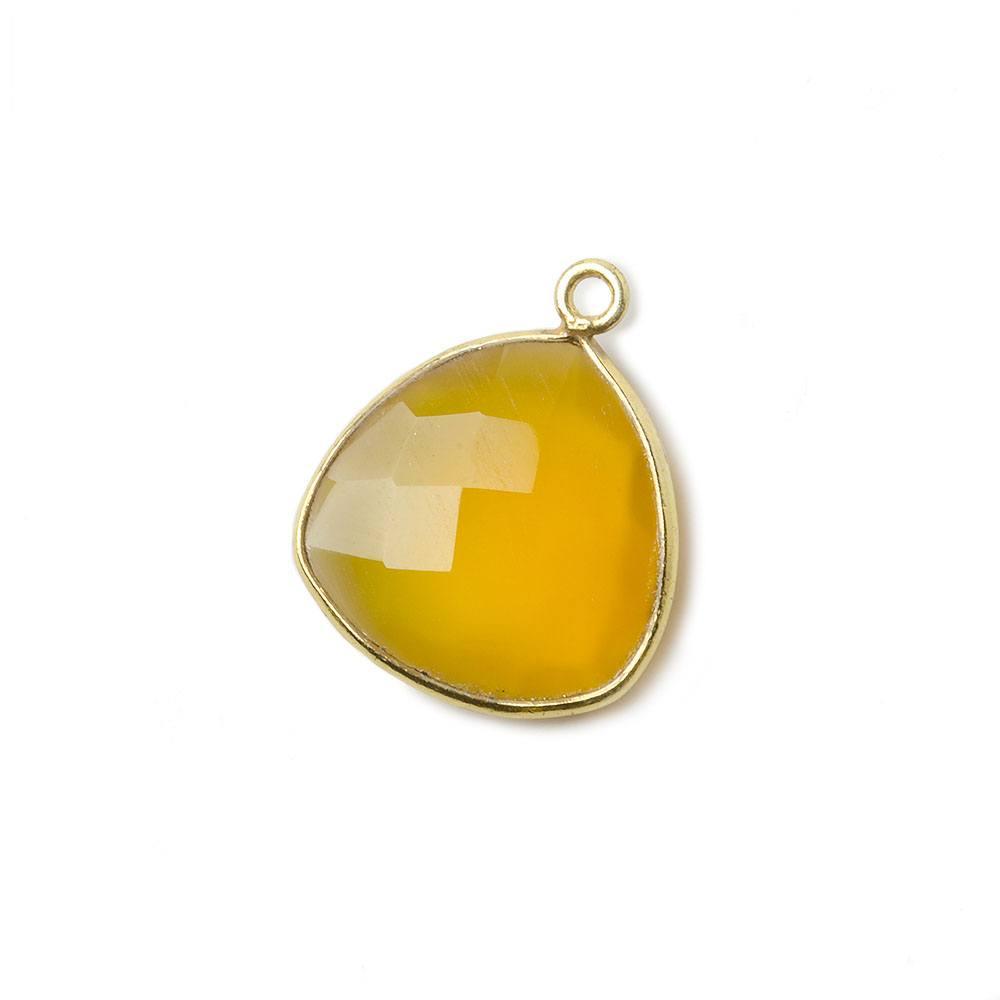 16mm Vermeil Butterscotch Yellow Chalcedony faceted triangle Pendant 1 piece - The Bead Traders