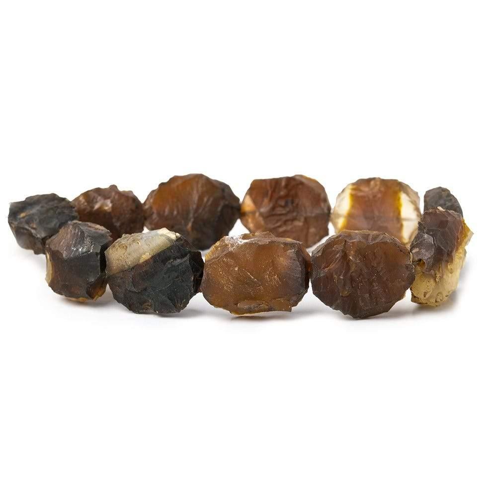 16x10-18x15mm Caramel Agate Beads Hammer Faceted Ovals 8 inch 11 pcs - The Bead Traders