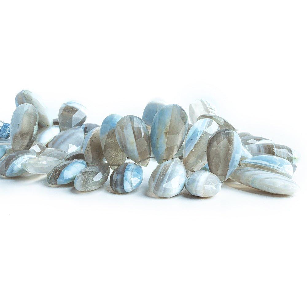 16x10mm-25x10mm Denim Blue Opal Faceted Pear Beads 8.5 inch 45 pieces - The Bead Traders