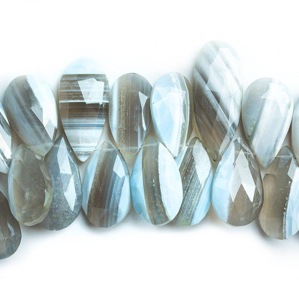 16x10mm-25x10mm Denim Blue Opal Faceted Pear Beads 8.5 inch 45 pieces - The Bead Traders
