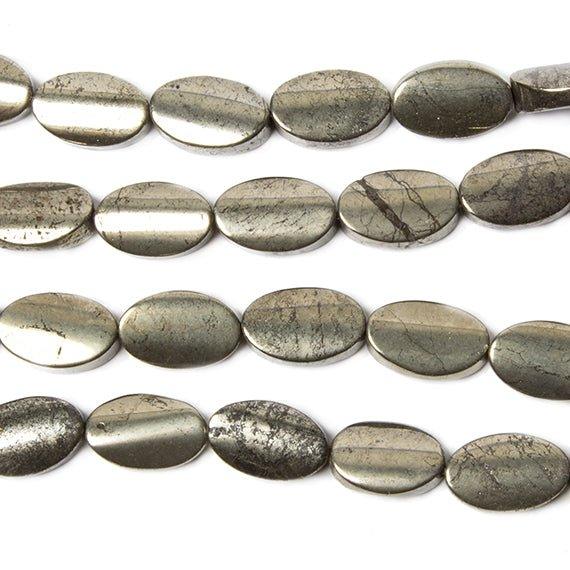 16x10mm Gold Pyrite Plain Twist Oval Beads 15.5 inch 25 pieces - The Bead Traders