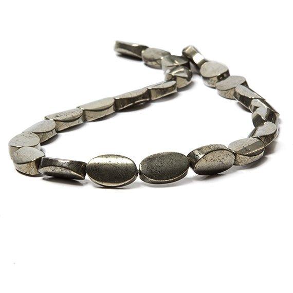 16x10mm Gold Pyrite Plain Twist Oval Beads 15.5 inch 25 pieces - The Bead Traders