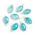 16x10mm Silver Bezeled Aqua Blue Chalcedony Marquise Pendant - The Bead Traders