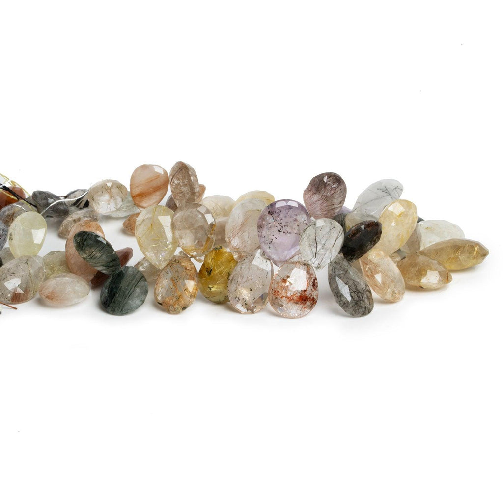 16x11mm Multicolor Rutilated Quartz Faceted Pears 10 inch 53 beads - The Bead Traders