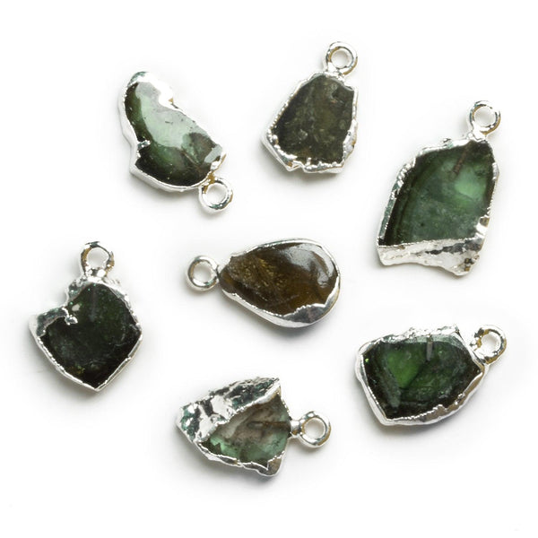 16x11mm Silver Leafed Tourmaline Slice Pendant 1 bead