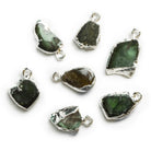 16x11mm Silver Leafed Tourmaline Slice Pendant 1 bead - The Bead Traders