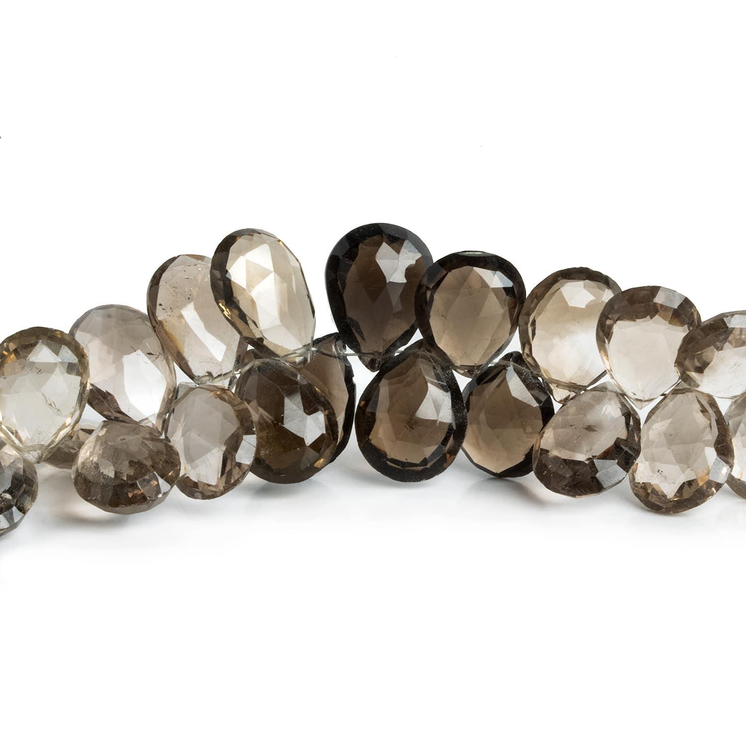 16x11mm Smoky Quartz Faceted Pears 8 inch 42 beads - The Bead Traders