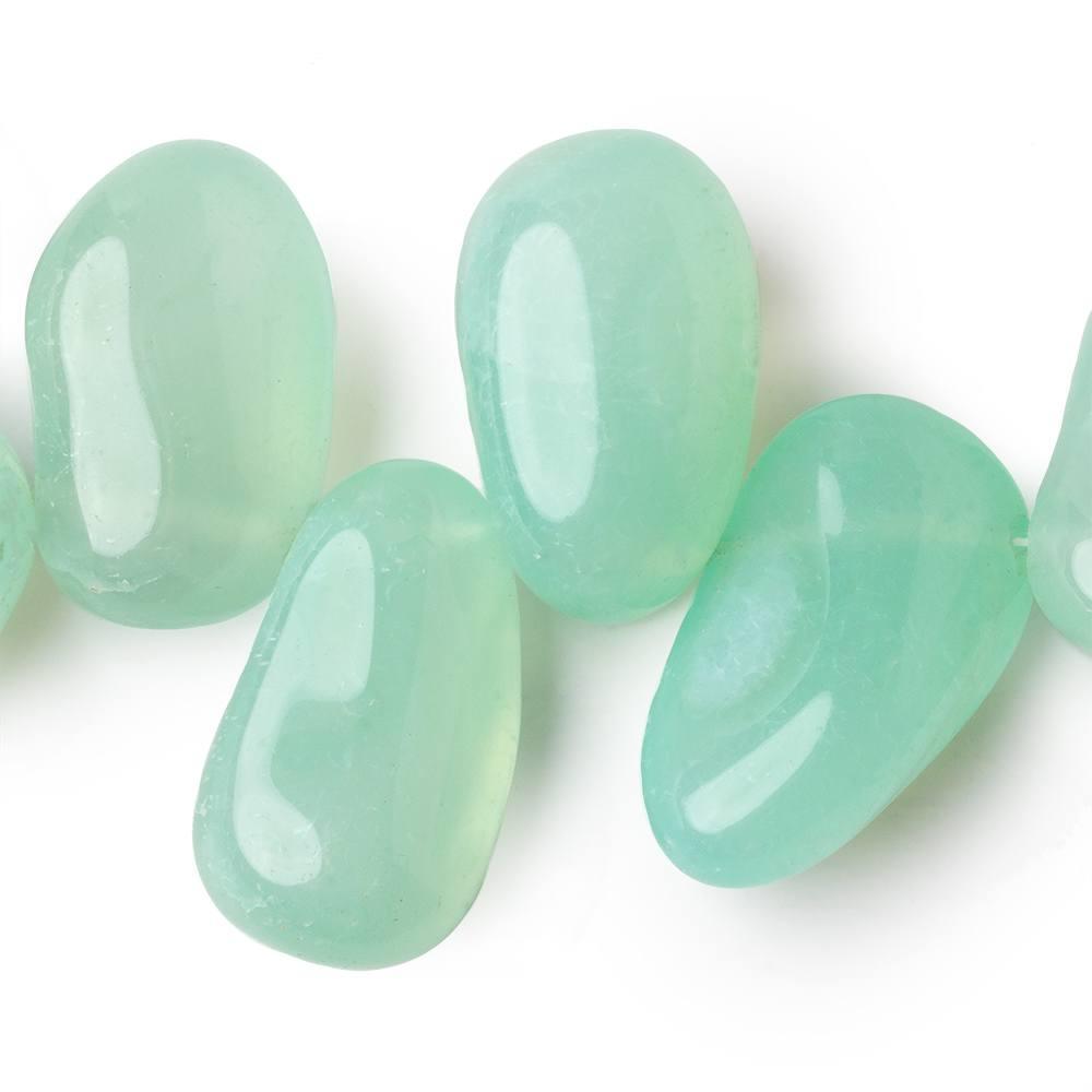 16x12-23x13mm Seaglass Green Chalcedony Top Drilled Plain Nuggets 9.5 inch 23 pcs - The Bead Traders