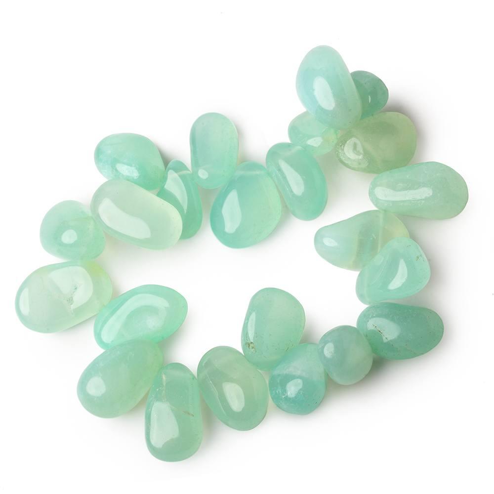 16x12-23x13mm Seaglass Green Chalcedony Top Drilled Plain Nuggets 9.5 inch 23 pcs - The Bead Traders