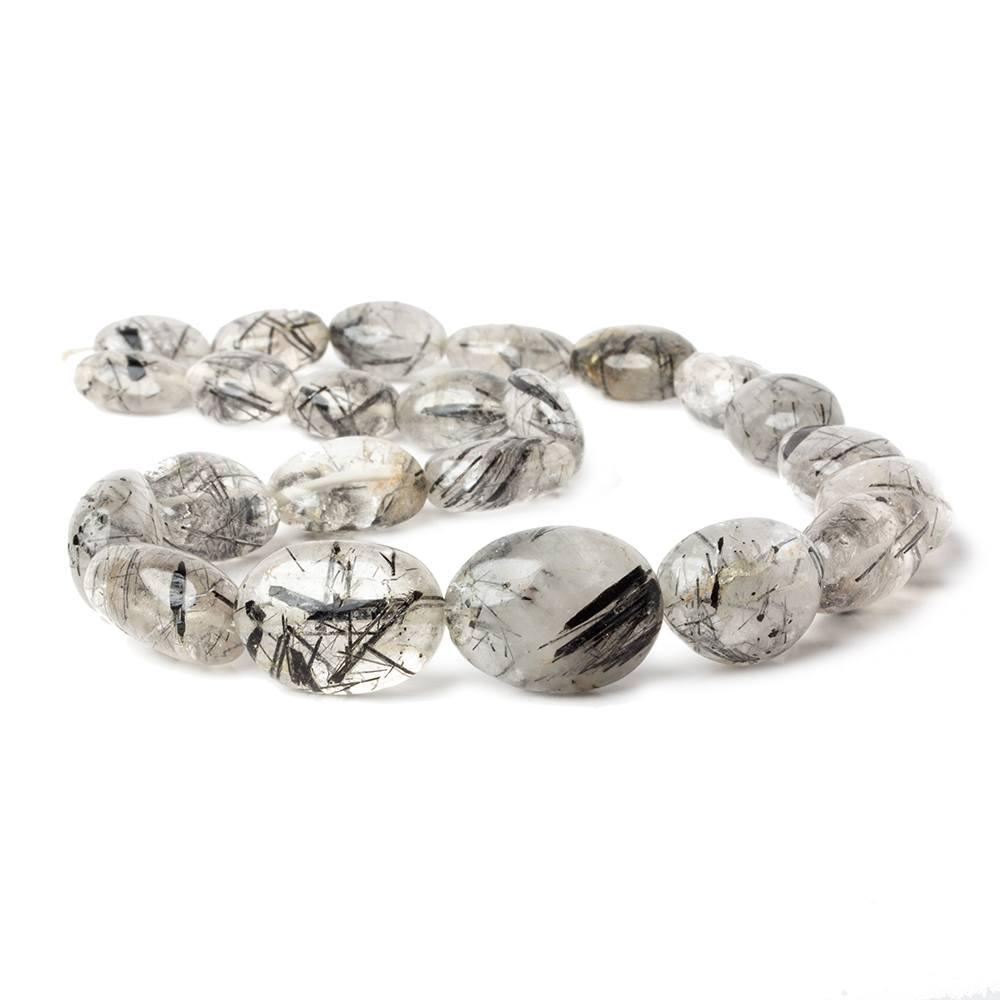 16x12-23x16mm Black Tourmalinated Quartz plain nugget beads 16 inch 23 pieces - The Bead Traders