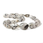 16x12-23x16mm Black Tourmalinated Quartz plain nugget beads 16 inch 23 pieces - The Bead Traders