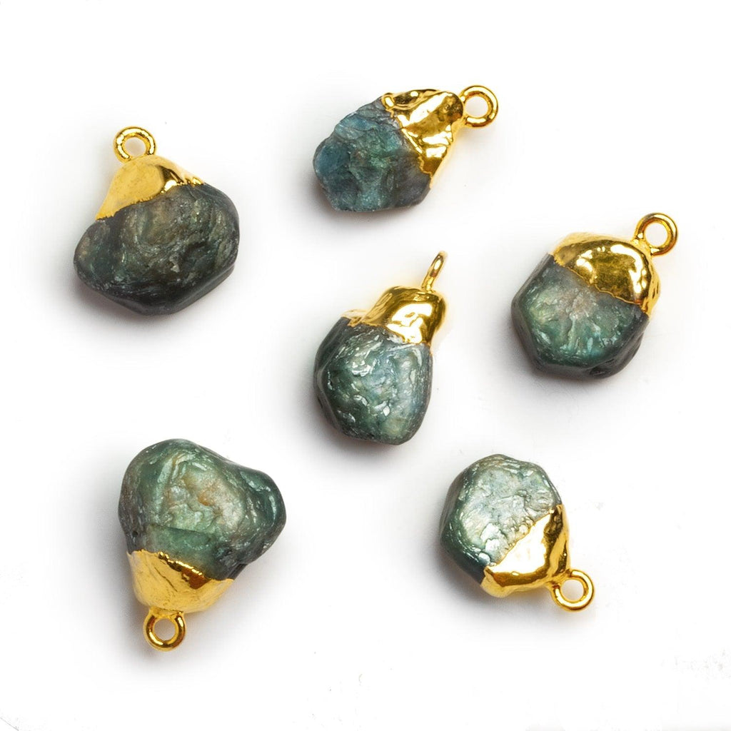 16x12mm Gold Leafed Emerald Tumbled Crystal Pendant 1 Bead - The Bead Traders
