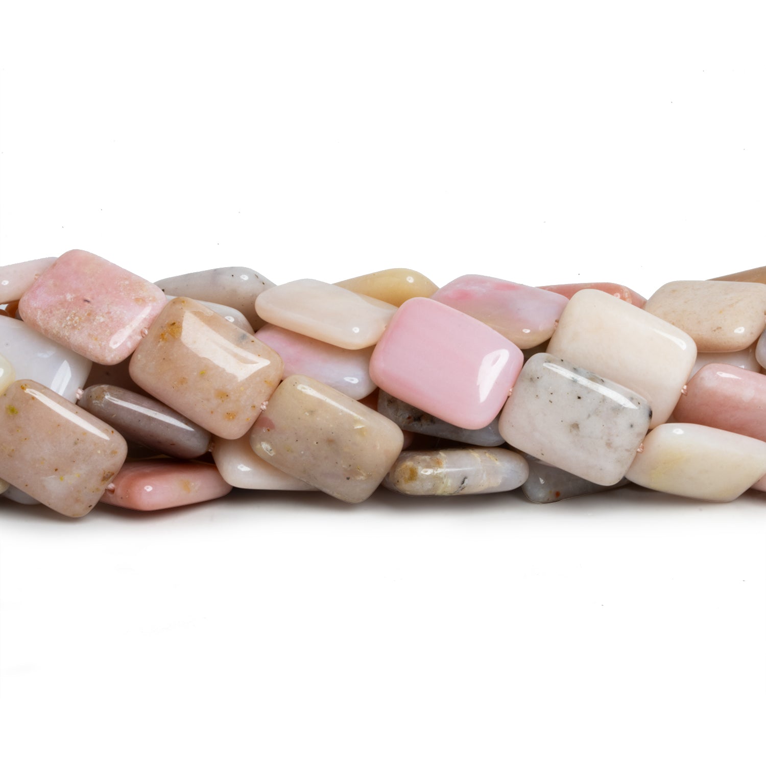 16x12mm Pink Peruvian Opal Plain Rectangles 15 inch 24 beads - The Bead Traders