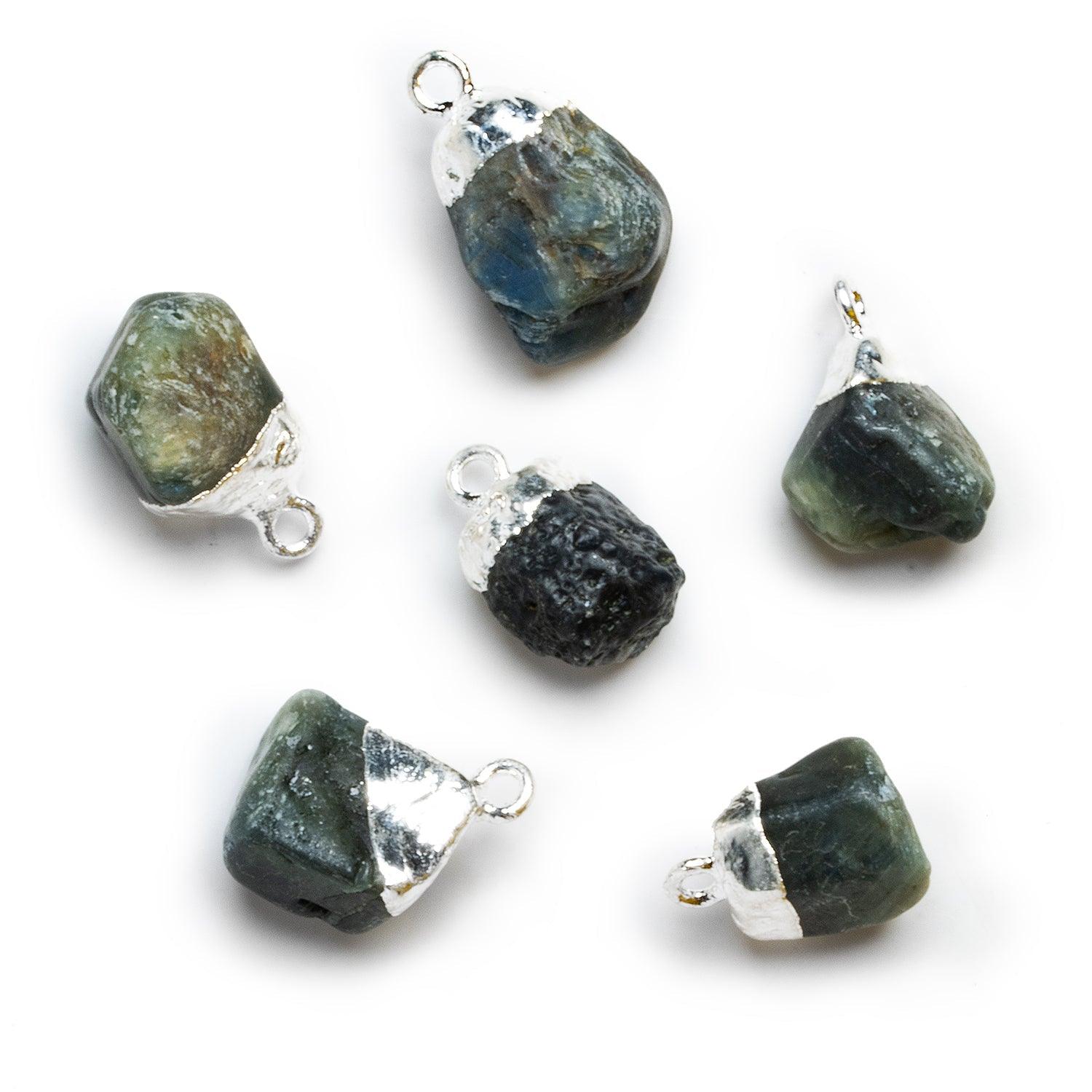 16x12mm Silver Leafed Emerald Tumbled Crystal Pendant 1 Bead - The Bead Traders