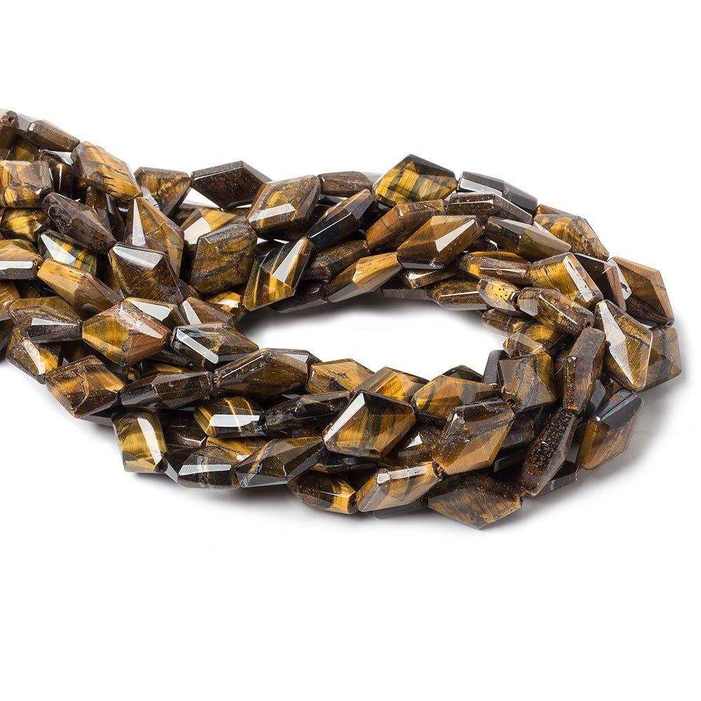 16x12mm Tiger's Eye faceted kite beads 16 inch 24 pieces - The Bead Traders