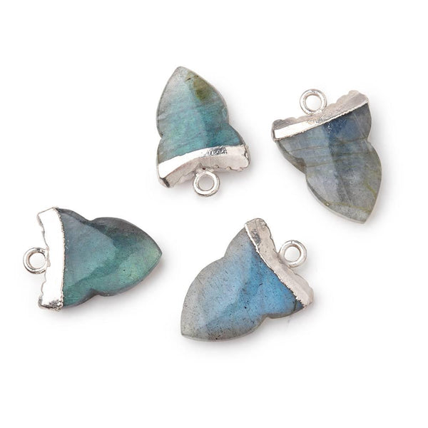 16x13mm Silver Leafed Labradorite Shark Tooth Pendant 1 piece