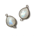 16x14mm Black Gold Bezel Rainbow Moonstone Pear Connector 1 piece - The Bead Traders