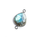 16x14mm Black Gold plated Silver Bezel Labradorite Faceted Pear Connector 1 piece - The Bead Traders