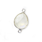 16x14mm Silver Bezeled Rainbow Moonstone Faceted Pear Connector Focal 1 piece - The Bead Traders