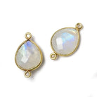 16x14mm Vermeil Bezel Rainbow Moonstone faceted pear Connector 1 piece - The Bead Traders