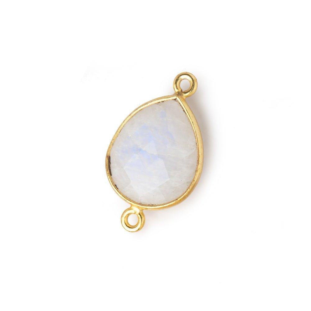 16x14mm Vermeil Bezel Rainbow Moonstone Pear Connector 1 piece - The Bead Traders