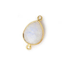 16x14mm Vermeil Bezel Rainbow Moonstone Pear Connector 1 piece - The Bead Traders