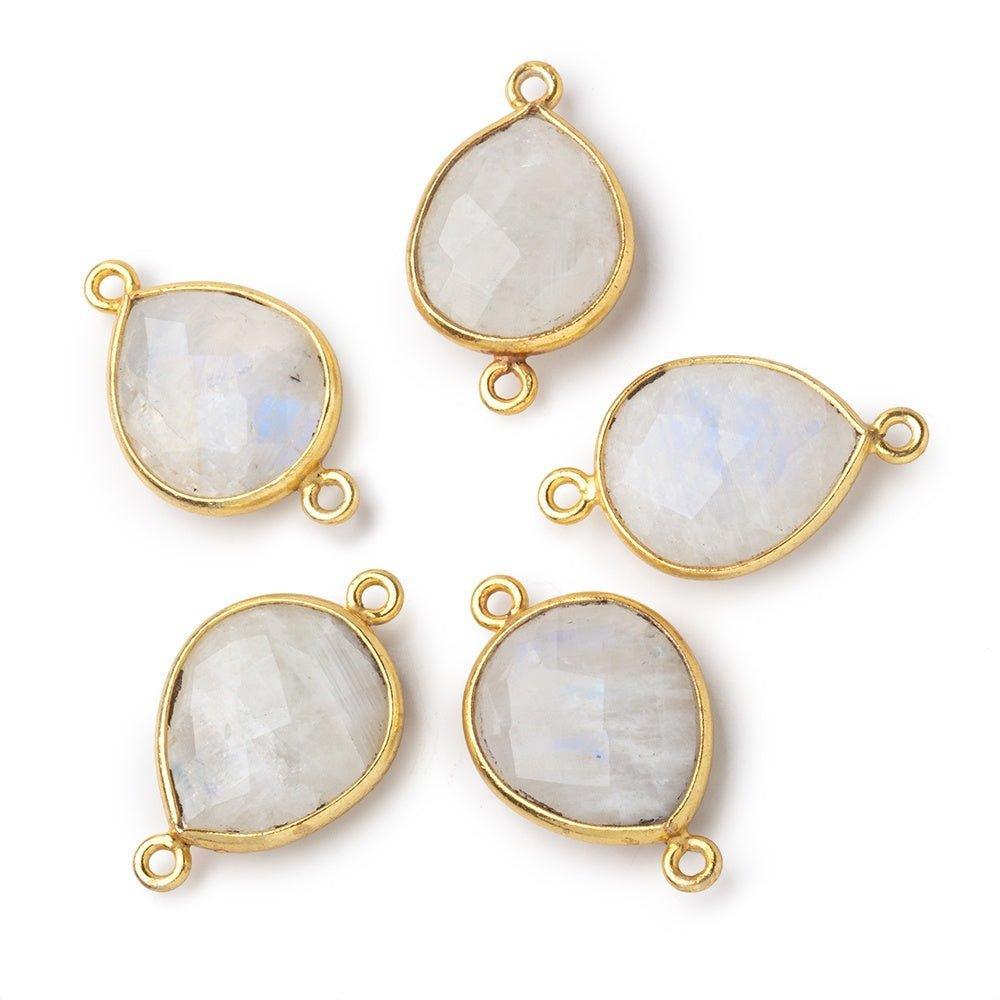16x14mm Vermeil Bezel Rainbow Moonstone Pear Connector 1 piece - The Bead Traders