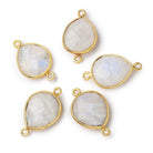 16x14mm Vermeil Bezel Rainbow Moonstone Pear Connector 1 piece - The Bead Traders