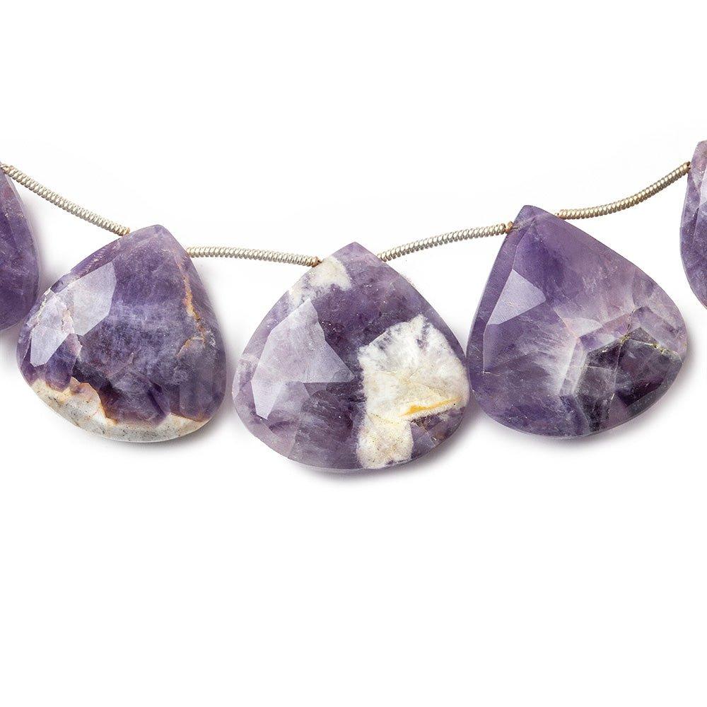 16x16-25x25mm Cape Amethyst faceted heart briolettes 9 inch 11 pieces - The Bead Traders