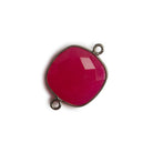 16x16mm Black Gold Bezel Berry Pink Chalcedony Cushion Connector 1 piece - The Bead Traders