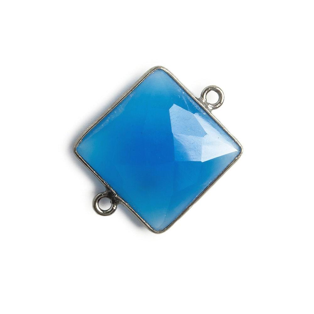 16x16mm Black Gold Bezel Santorini Blue Chalcedony Square Connector - The Bead Traders
