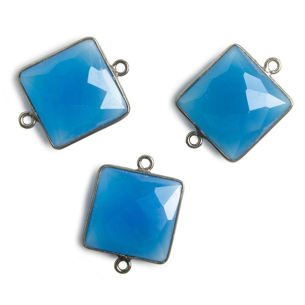 16x16mm Black Gold Bezel Santorini Blue Chalcedony Square Connector - The Bead Traders