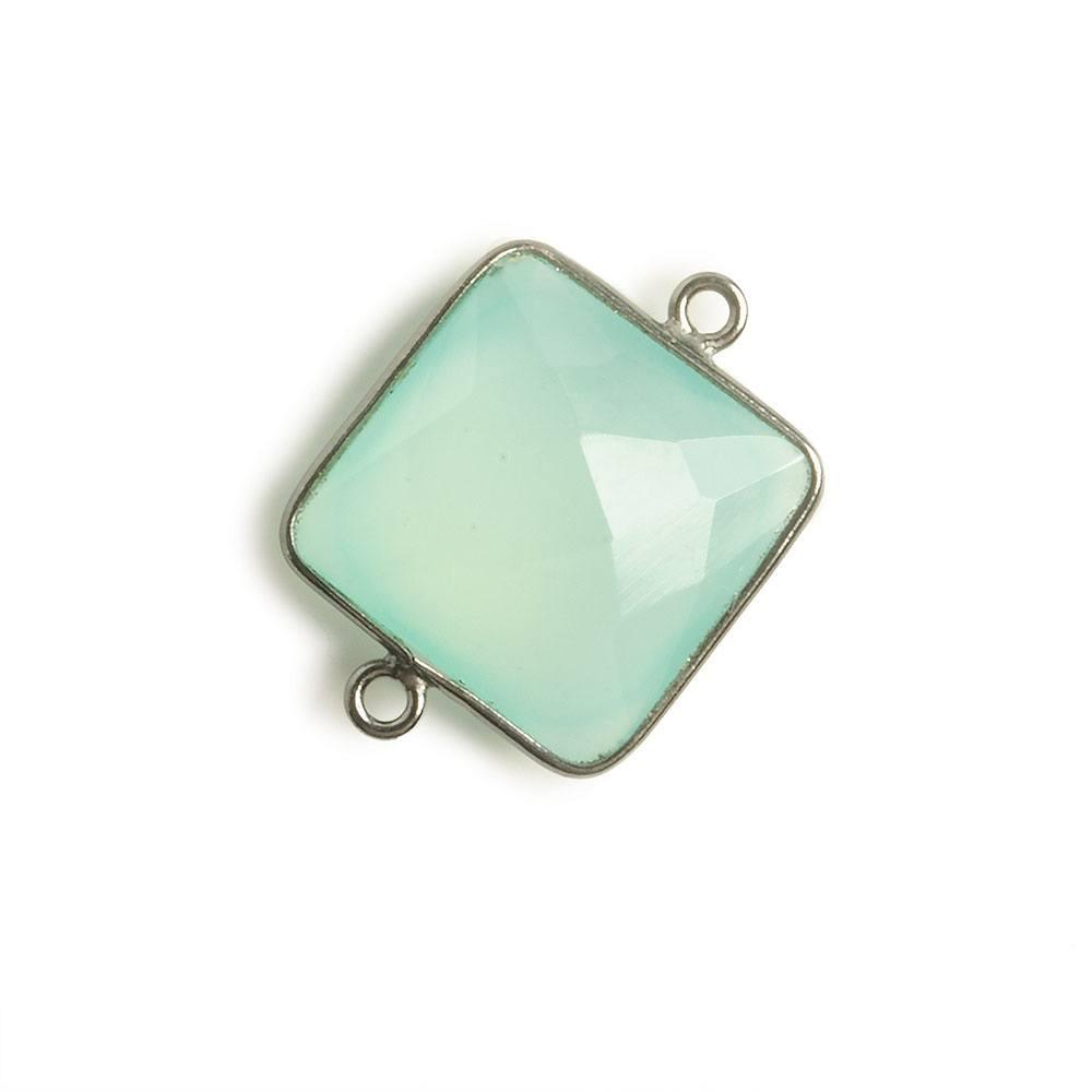 16x16mm Black Gold Bezel Sea Blue Chalcedony Square Connector 1 piece - The Bead Traders