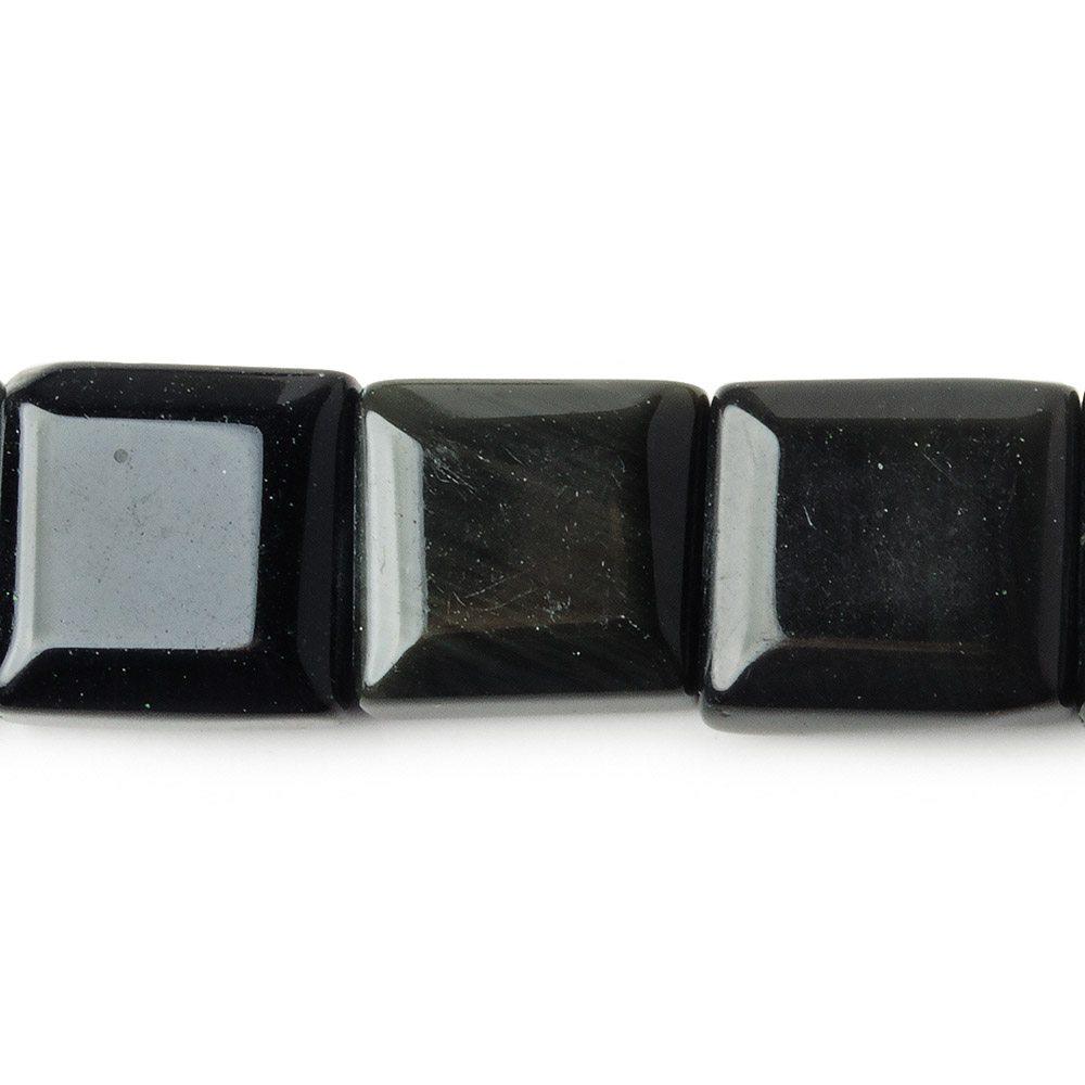 16x16mm Rainbow Obsidian straight drilled plain square beads 16 inch 27 pieces - The Bead Traders