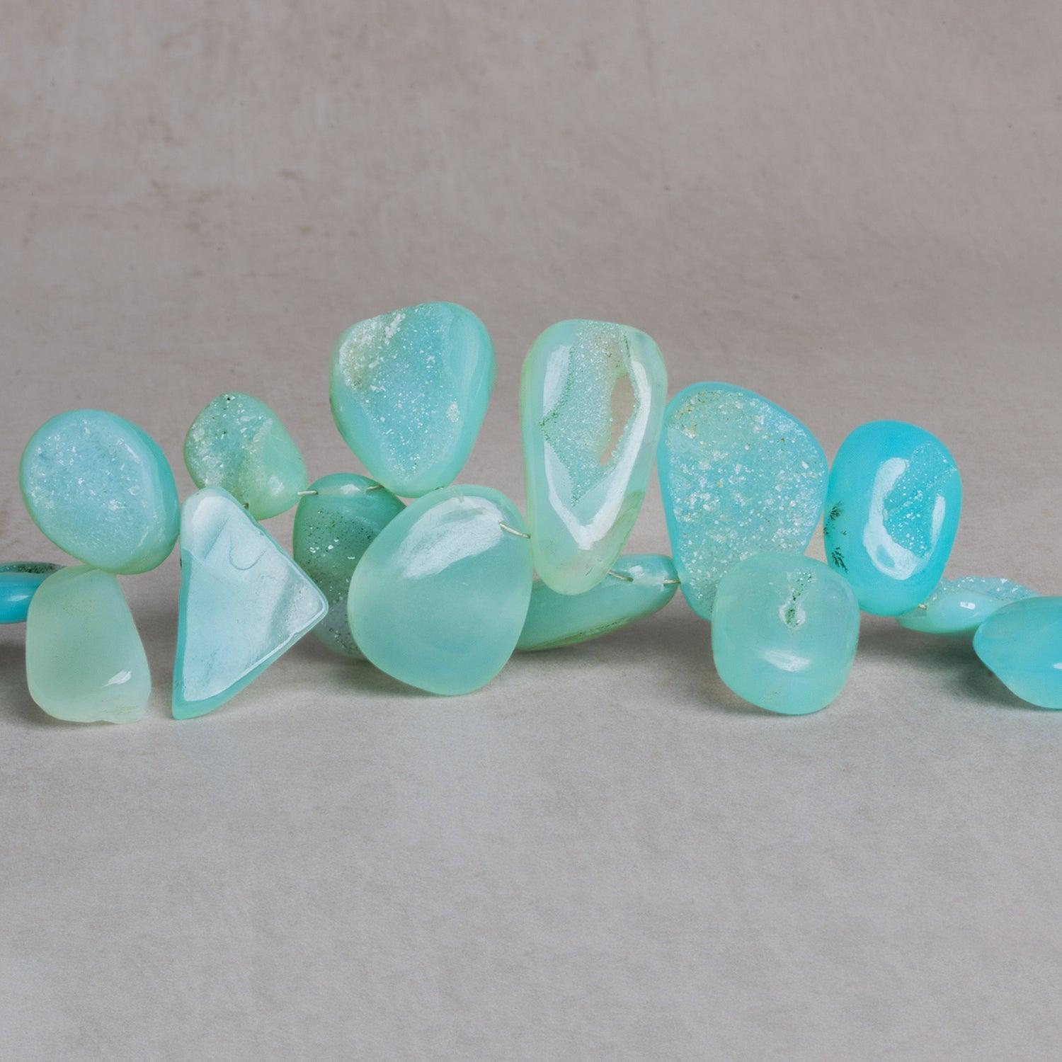16x9mm Blue Drusy Nuggets 7.5 inch 33 beads - The Bead Traders