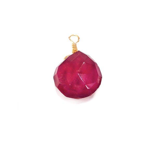 16x9mm Gold Wire Wrapped Berry Chalcedony faceted heart Pendant 1 pc - The Bead Traders