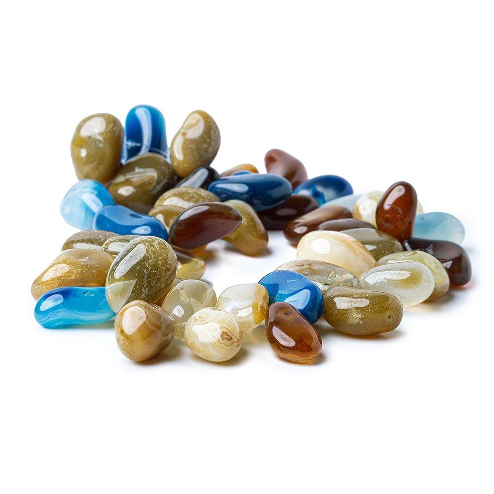 17 - 20mm Multi Color Agate Plain Jelly Bean Beads 13 inch 48 pieces - The Bead Traders