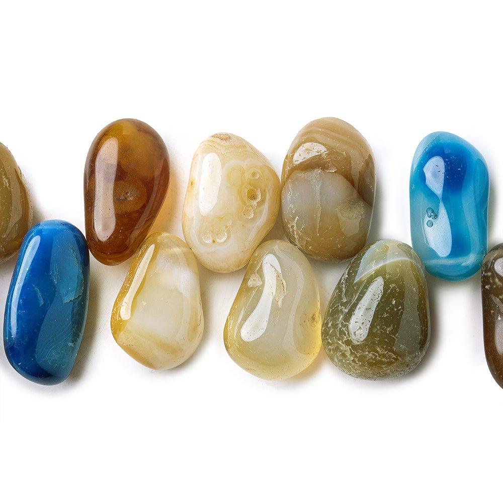 17 - 20mm Multi Color Agate Plain Jelly Bean Beads 13 inch 48 pieces - The Bead Traders