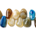 17 - 20mm Multi Color Agate Plain Jelly Bean Beads 13 inch 48 pieces - The Bead Traders